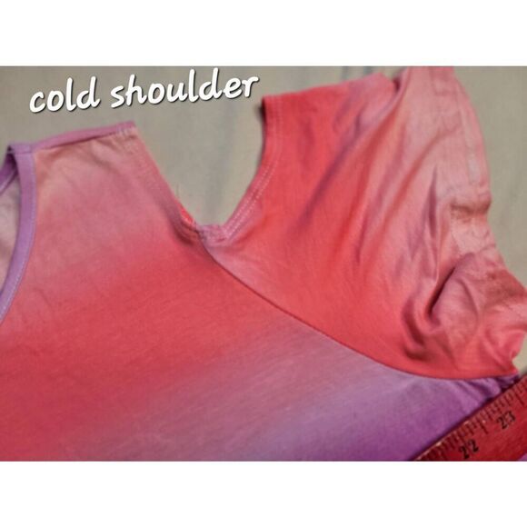 Christian God plus size God top women's rainbow cold shoulder 2x  trendy 22 - Picture 6 of 6